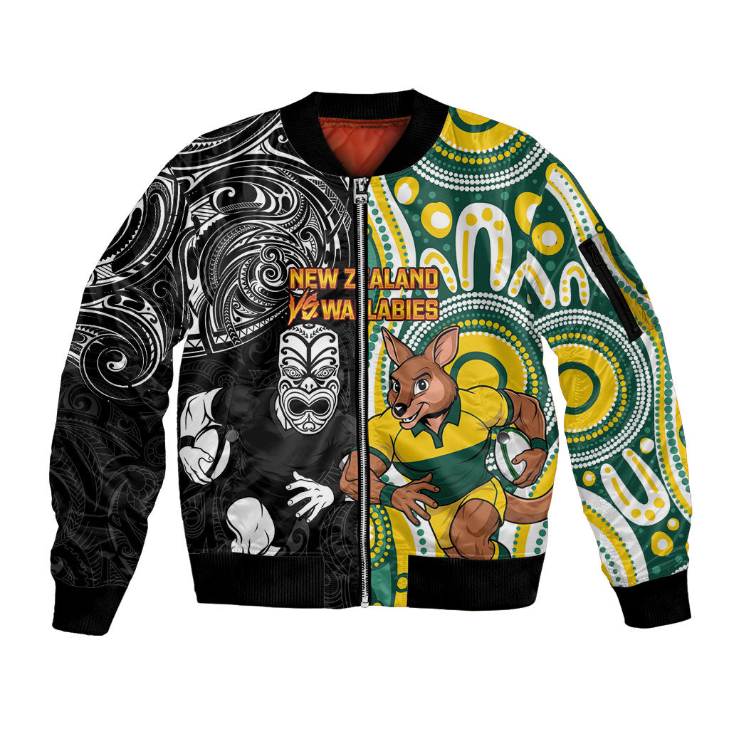 Custom Australia vs New Zealand Sleeve Zip Bomber Jacket Rugby Rivalry Two Nations One Battle