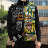 Custom Australia vs New Zealand Sleeveless Puffer Jacket Rugby Rivalry Two Nations One Battle