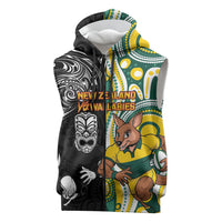 Custom Australia vs New Zealand Sleeveless Zip Hoodie Rugby Rivalry Two Nations One Battle