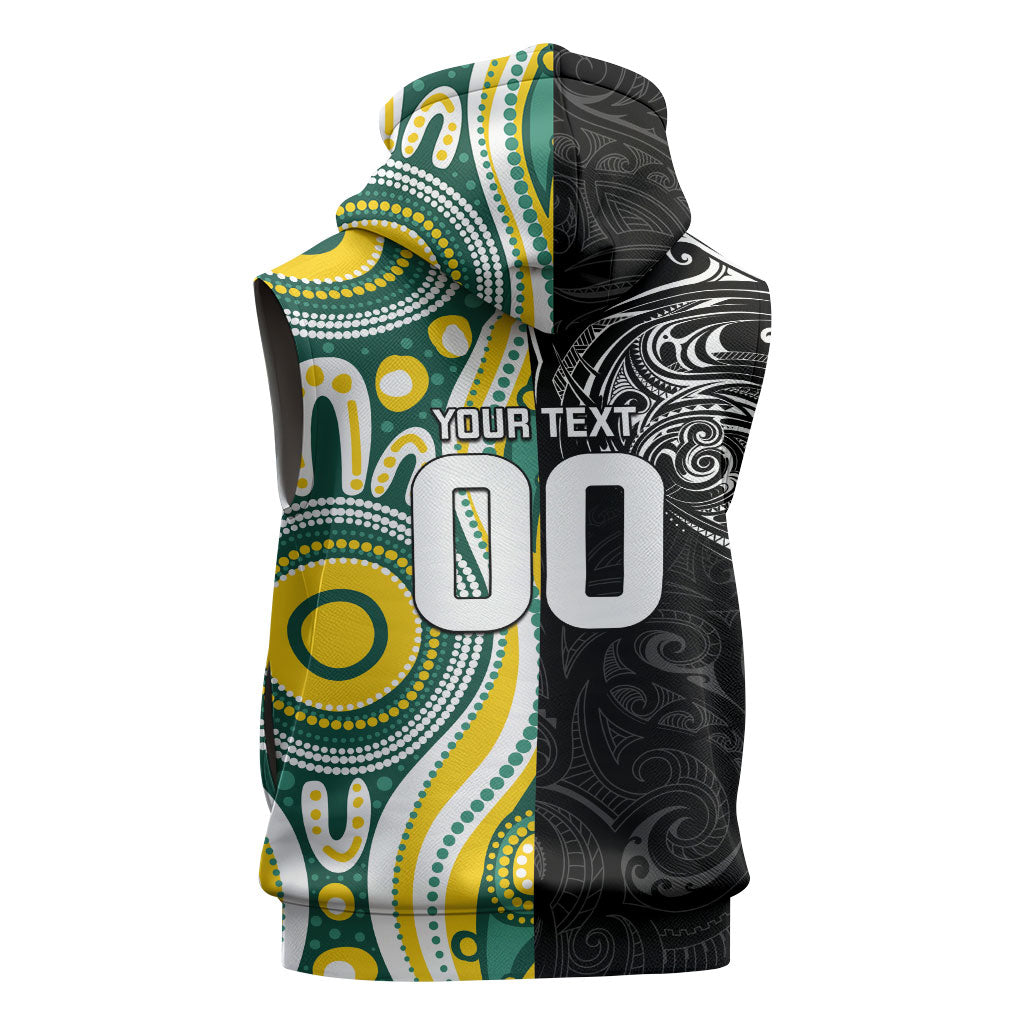 Custom Australia vs New Zealand Sleeveless Zip Hoodie Rugby Rivalry Two Nations One Battle
