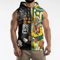 Custom Australia vs New Zealand Sleeveless Zip Hoodie Rugby Rivalry Two Nations One Battle