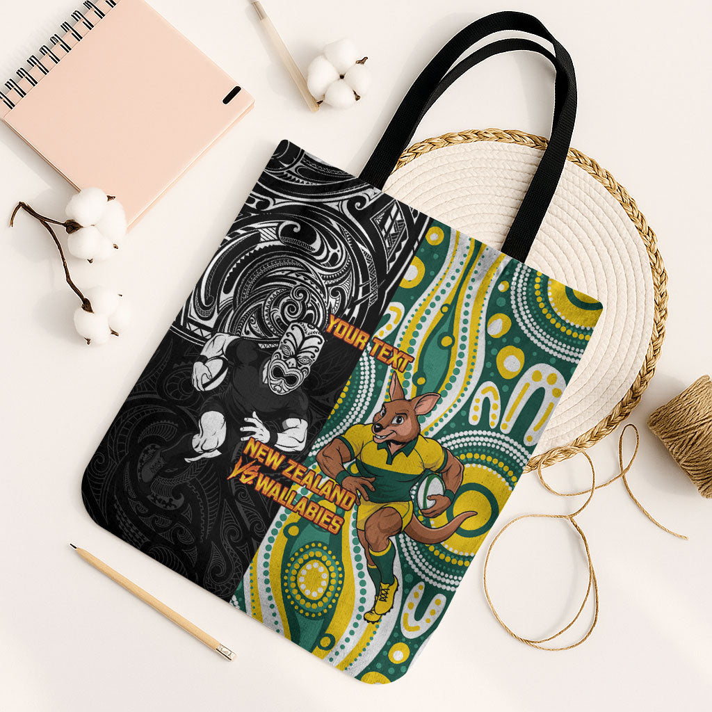 Custom Australia vs New Zealand Tote Bag Rugby Rivalry Two Nations One Battle