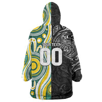 Custom Australia vs New Zealand Wearable Blanket Hoodie Rugby Rivalry Two Nations One Battle