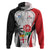 Custom Fiji England Rugby Hoodie Tapa Pattern and Rose Flower World Cup 2023 LT9 Zip Hoodie White - Polynesian Pride