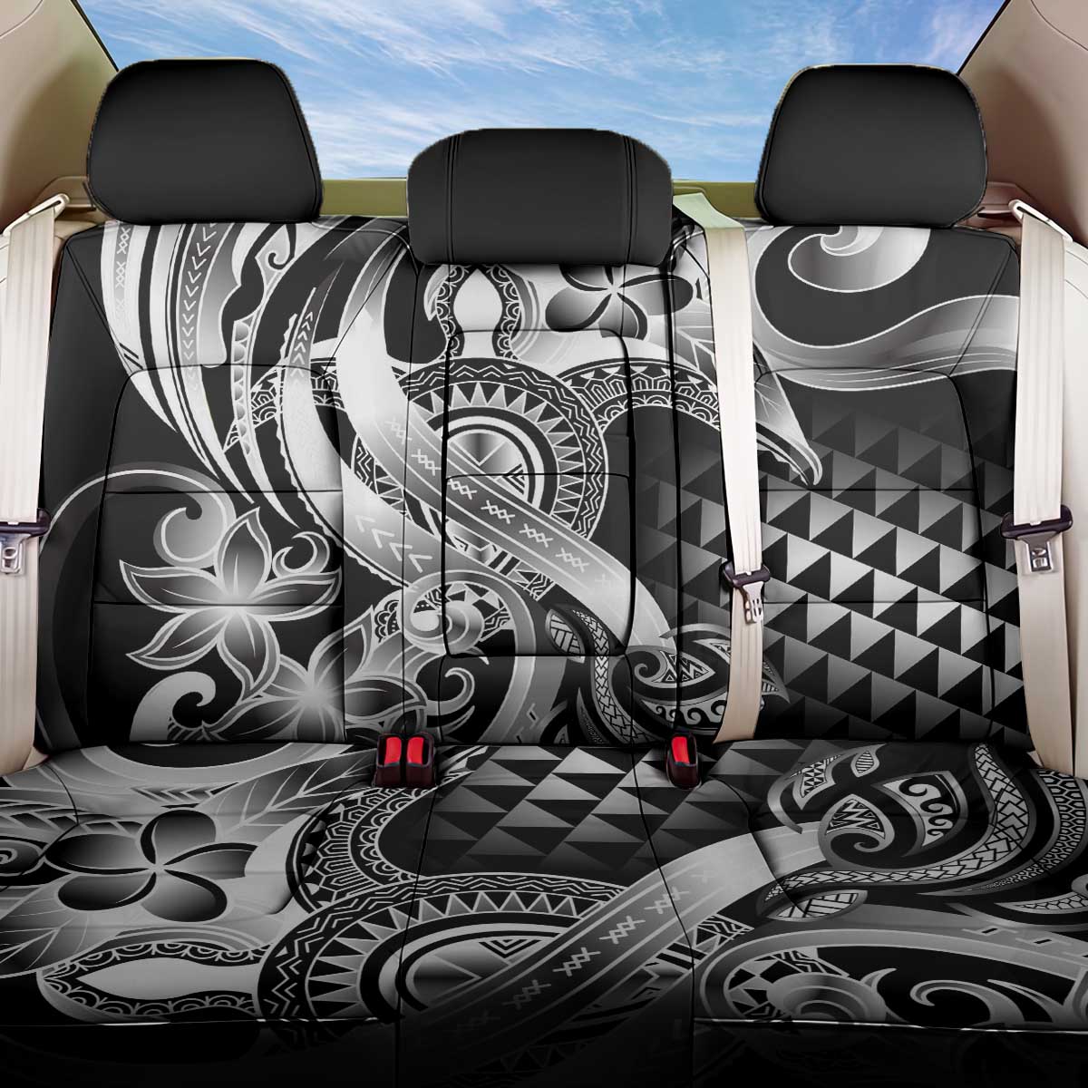 Aloha Black Tribal Honu Tattoo Back Car Seat Cover