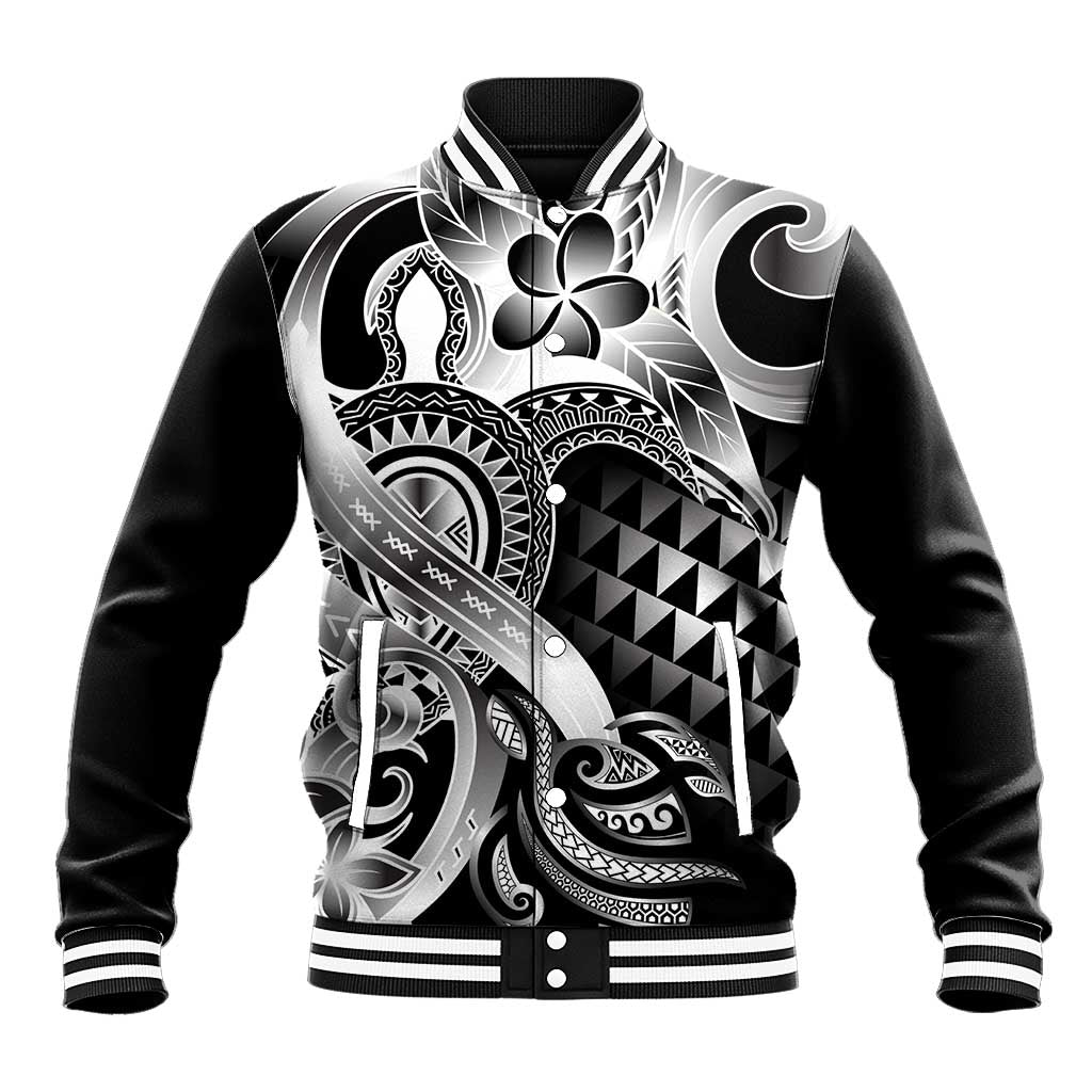 Aloha Black Tribal Honu Tattoo Baseball Jacket LT9 Unisex Black - Polynesian Pride