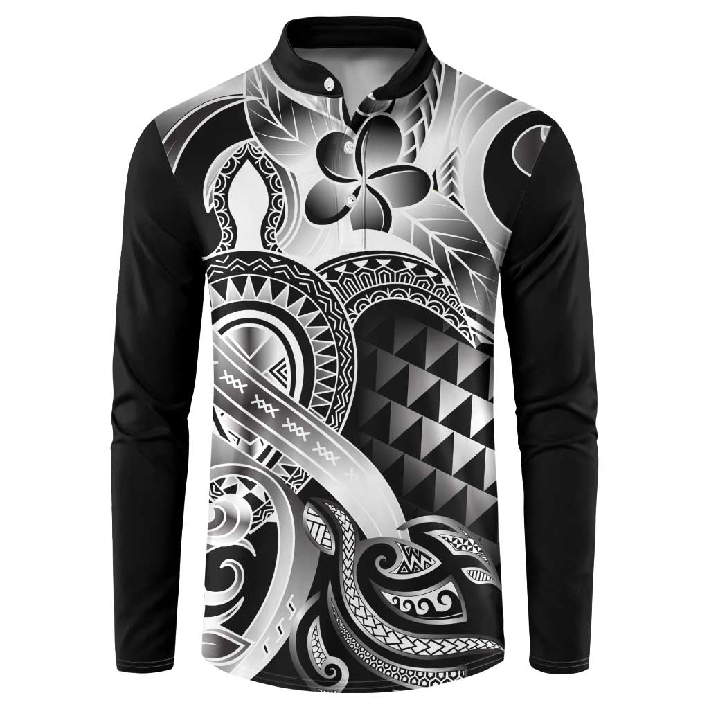 Aloha Black Tribal Honu Tattoo Button Sweatshirt LT9 Black - Polynesian Pride