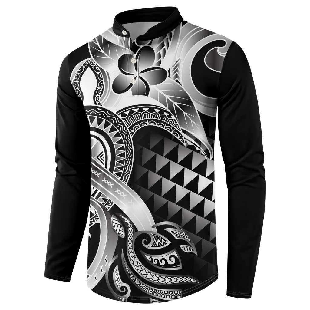 Aloha Black Tribal Honu Tattoo Button Sweatshirt LT9 - Polynesian Pride