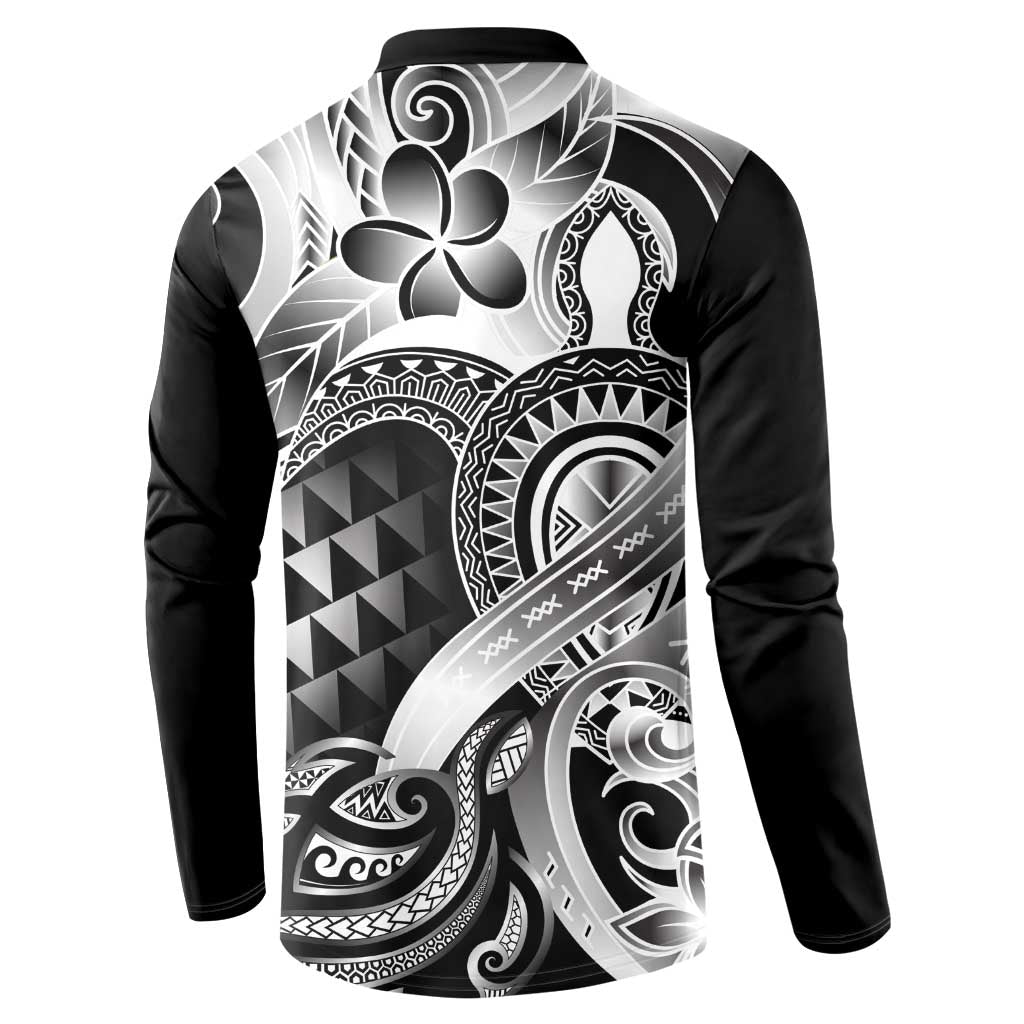 Aloha Black Tribal Honu Tattoo Button Sweatshirt LT9 - Polynesian Pride