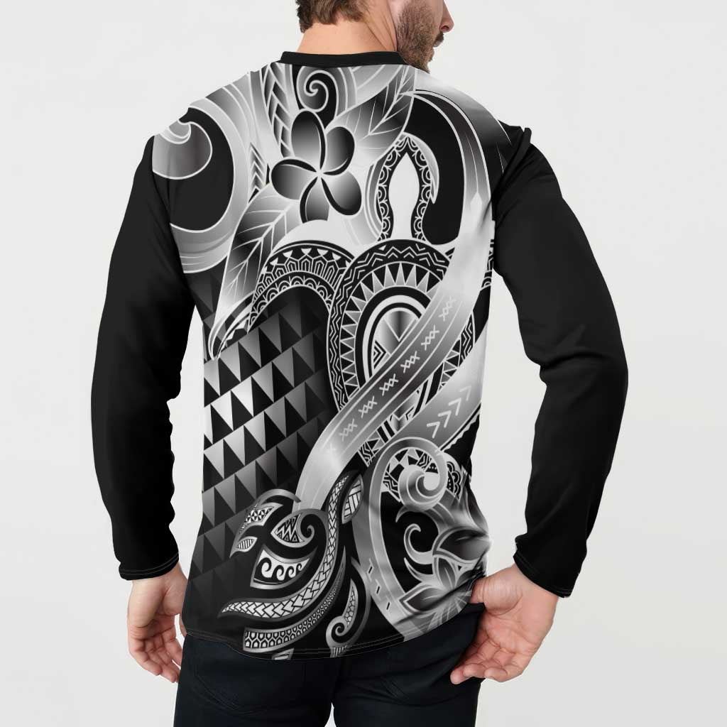 Aloha Black Tribal Honu Tattoo Button Sweatshirt LT9 - Polynesian Pride