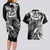 Aloha Black Tribal Honu Tattoo Couples Matching Long Sleeve Bodycon Dress and Hawaiian Shirt