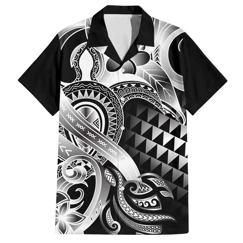 Aloha Black Tribal Honu Tattoo Family Matching Puletasi and Hawaiian Shirt LT9 Dad's Shirt - Short Sleeve Black - Polynesian Pride
