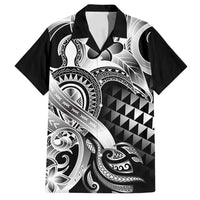 Aloha Black Tribal Honu Tattoo Family Matching Puletasi and Hawaiian Shirt LT9 Dad's Shirt - Short Sleeve Black - Polynesian Pride