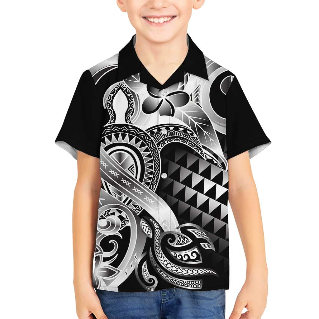 Aloha Black Tribal Honu Tattoo Family Matching Puletasi and Hawaiian Shirt LT9 Son's Shirt Black - Polynesian Pride