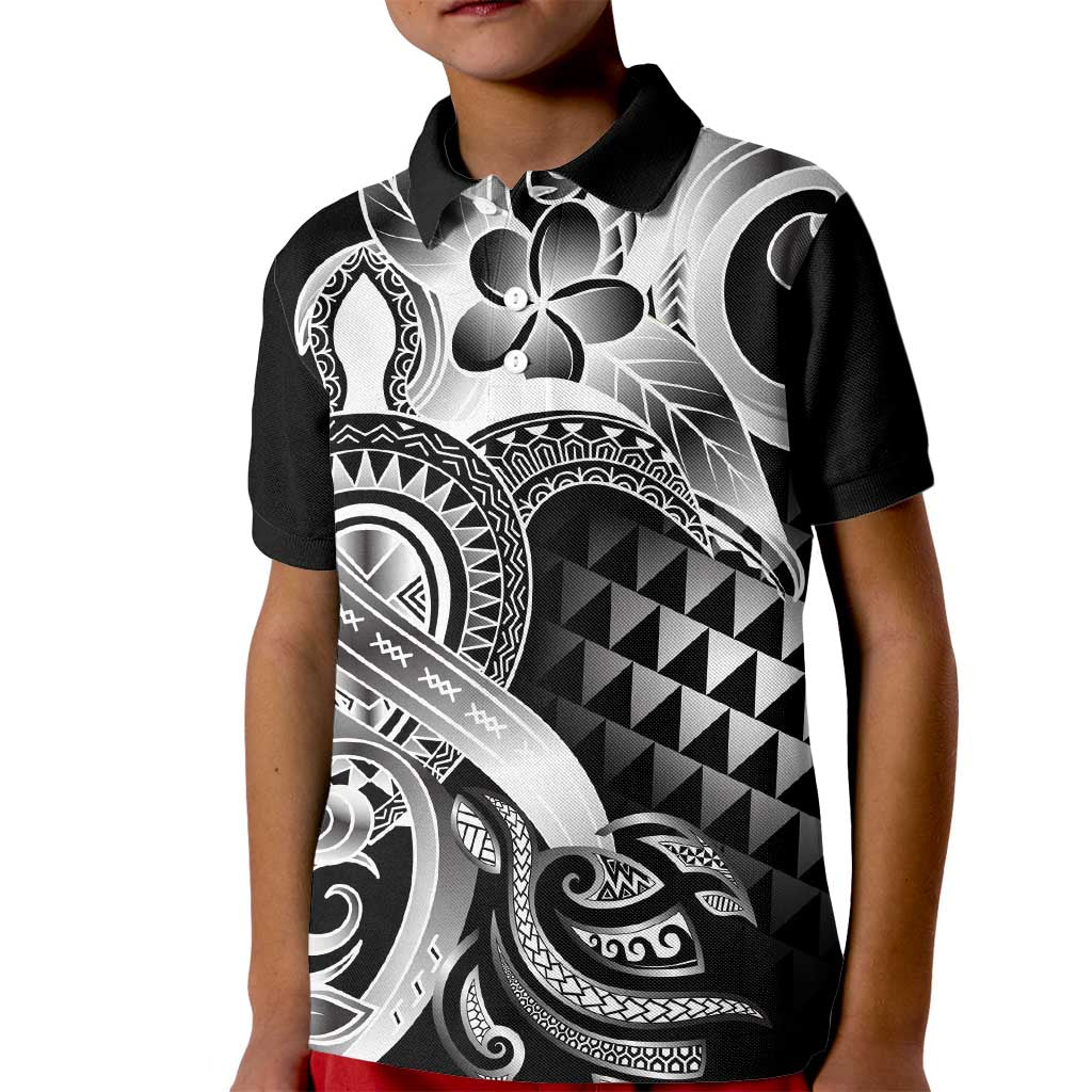 Aloha Black Tribal Honu Tattoo Kid Polo Shirt LT9 Kid Black - Polynesian Pride