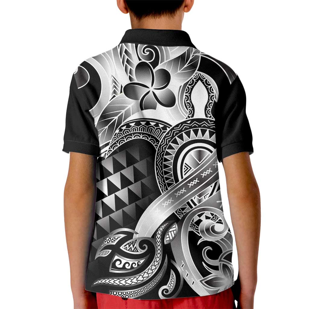 Aloha Black Tribal Honu Tattoo Kid Polo Shirt LT9 - Polynesian Pride