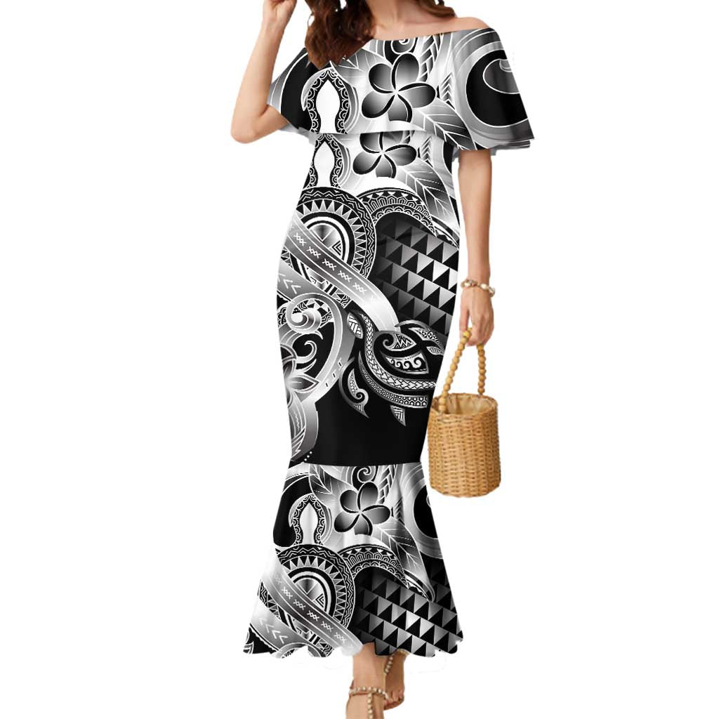 Aloha Black Tribal Honu Tattoo Mermaid Dress LT9 Women Black - Polynesian Pride