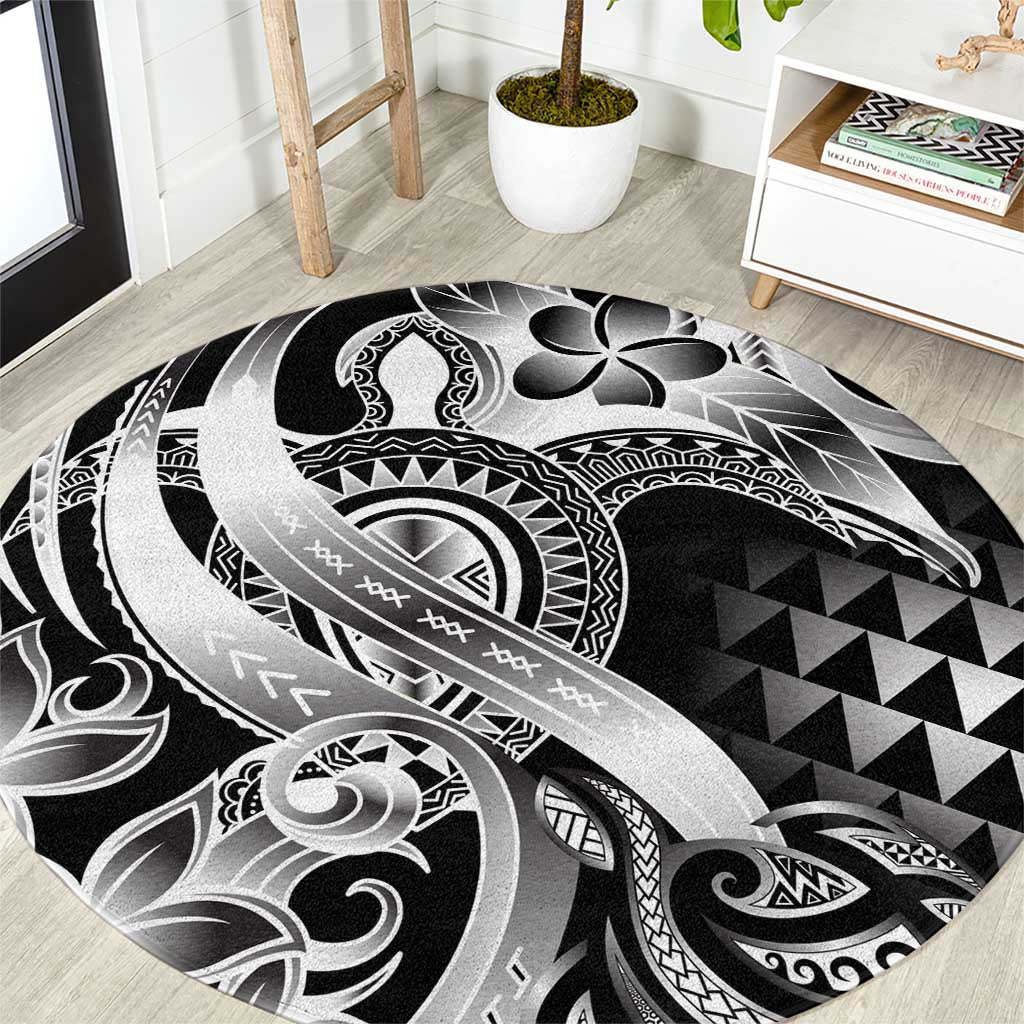 Aloha Black Tribal Honu Tattoo Round Carpet