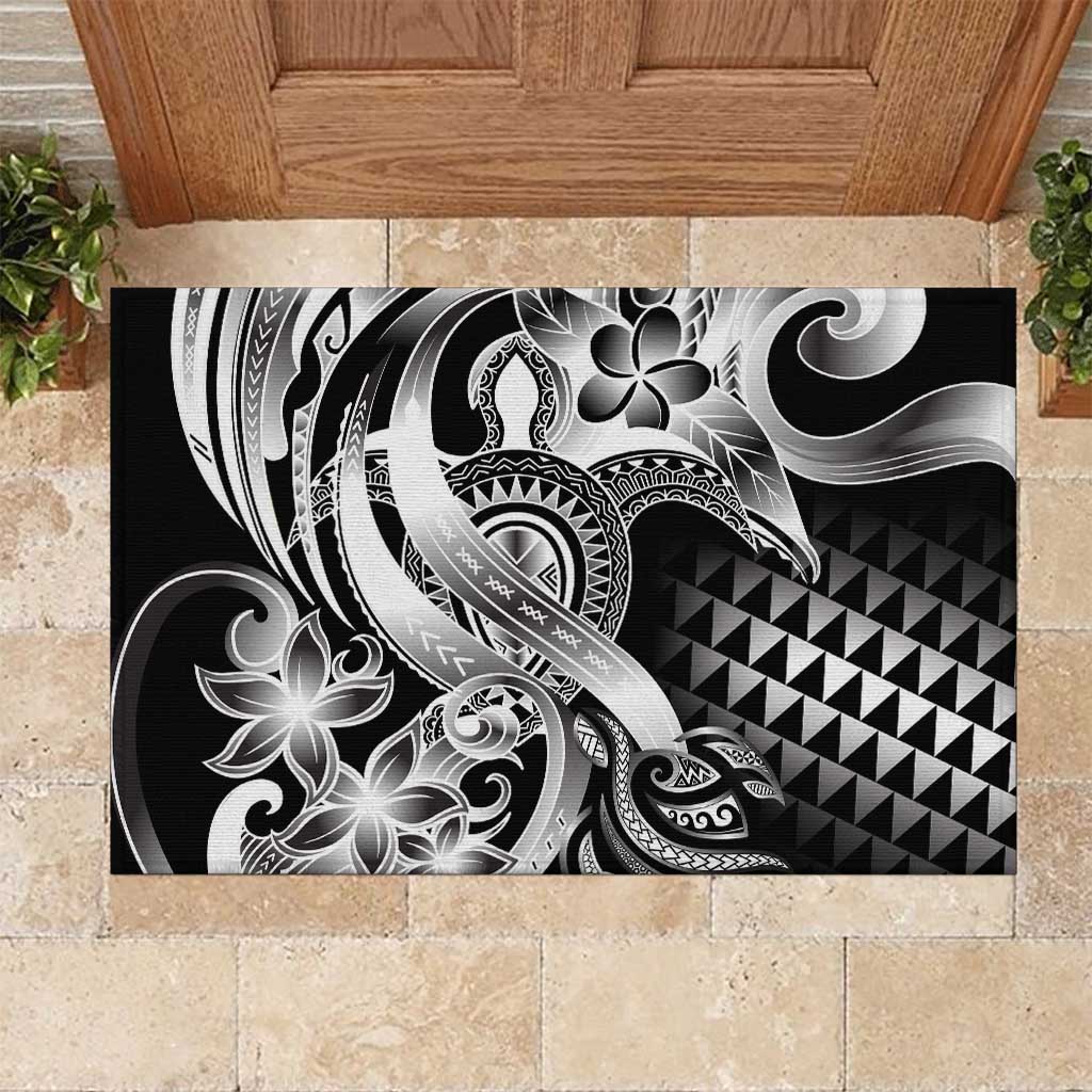 Aloha Black Tribal Honu Tattoo Rubber Doormat LT9 Black - Polynesian Pride