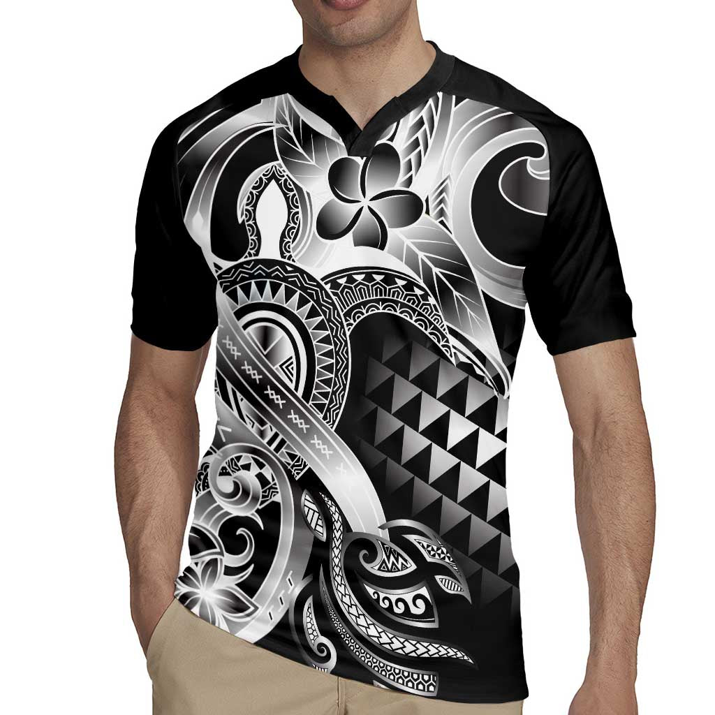 Aloha Black Tribal Honu Tattoo Rugby Jersey LT9 - Polynesian Pride