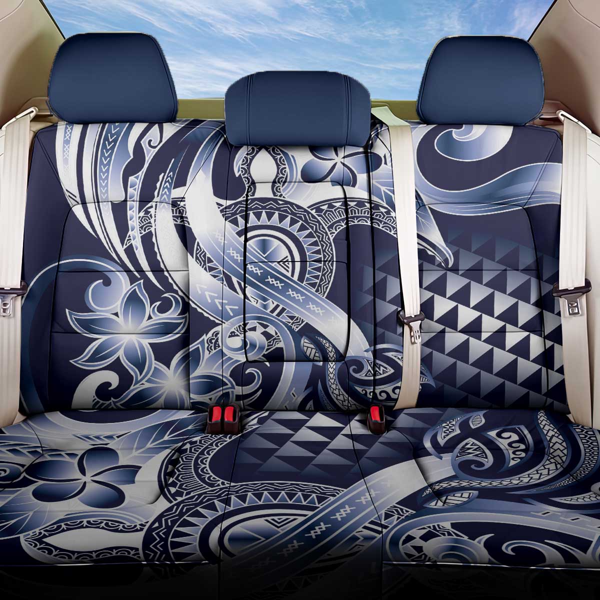 Aloha Blue Tribal Honu Tattoo Back Car Seat Cover