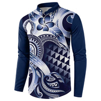 Aloha Blue Tribal Honu Tattoo Button Sweatshirt LT9 - Polynesian Pride