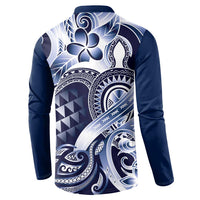 Aloha Blue Tribal Honu Tattoo Button Sweatshirt LT9 - Polynesian Pride