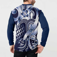 Aloha Blue Tribal Honu Tattoo Button Sweatshirt LT9 - Polynesian Pride