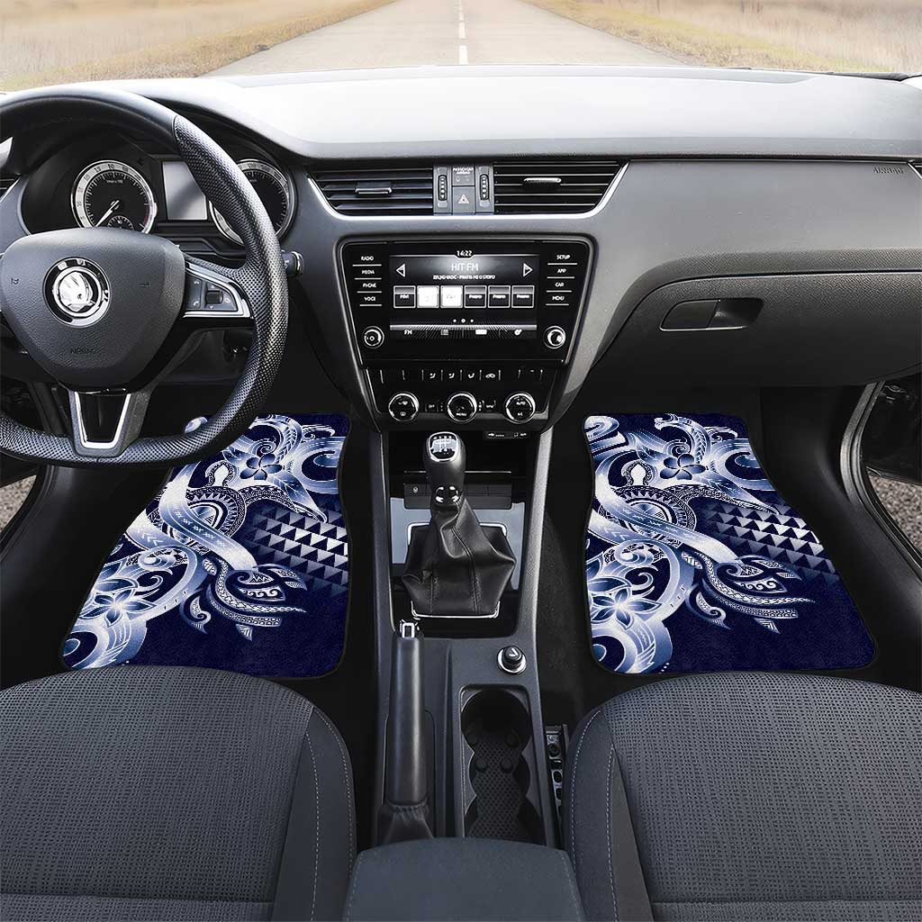 Aloha Blue Tribal Honu Tattoo Car Mats LT9 Set 2pcs - Front Blue - Polynesian Pride
