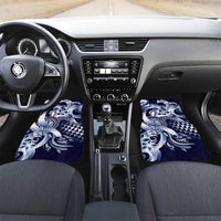 Aloha Blue Tribal Honu Tattoo Car Mats LT9 Set 2pcs - Front Blue - Polynesian Pride