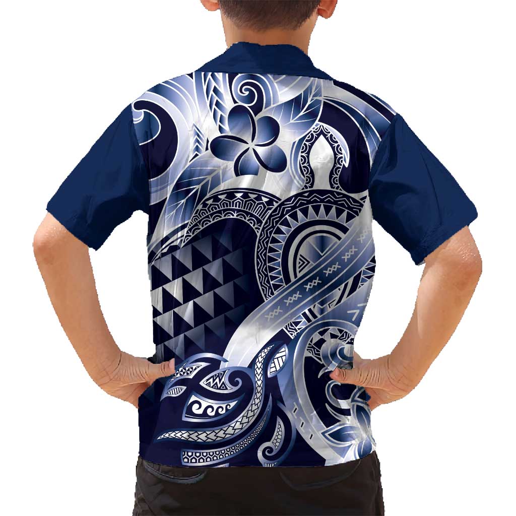 Aloha Blue Tribal Honu Tattoo Family Matching Puletasi and Hawaiian Shirt LT9 - Polynesian Pride