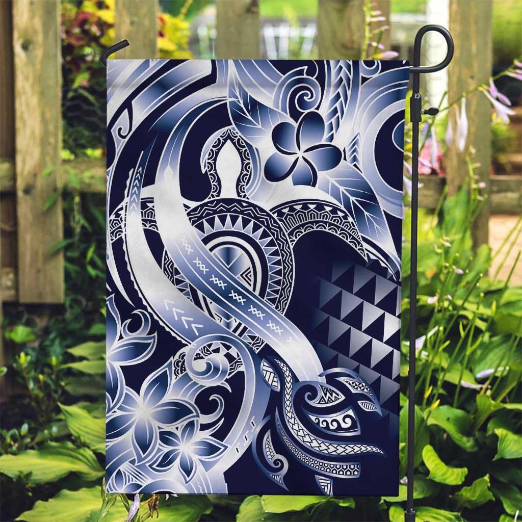 Aloha Blue Tribal Honu Tattoo Garden Flag LT9 Garden Flag Blue - Polynesian Pride