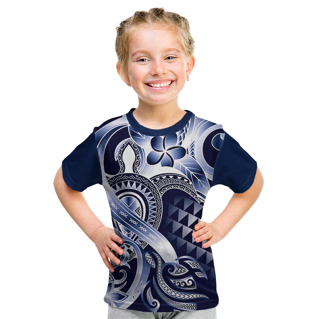 Aloha Blue Tribal Honu Tattoo Kid T Shirt LT9 Blue - Polynesian Pride