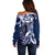 Aloha Blue Tribal Honu Tattoo Off Shoulder Sweater