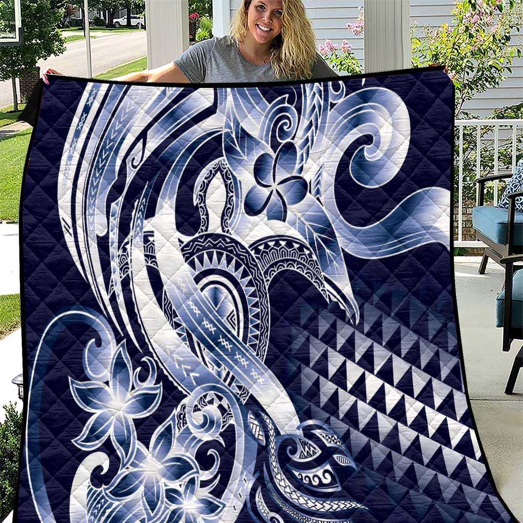 Aloha Blue Tribal Honu Tattoo Quilt LT9 Blue - Polynesian Pride