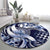 Aloha Blue Tribal Honu Tattoo Round Carpet