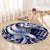 Aloha Blue Tribal Honu Tattoo Round Carpet