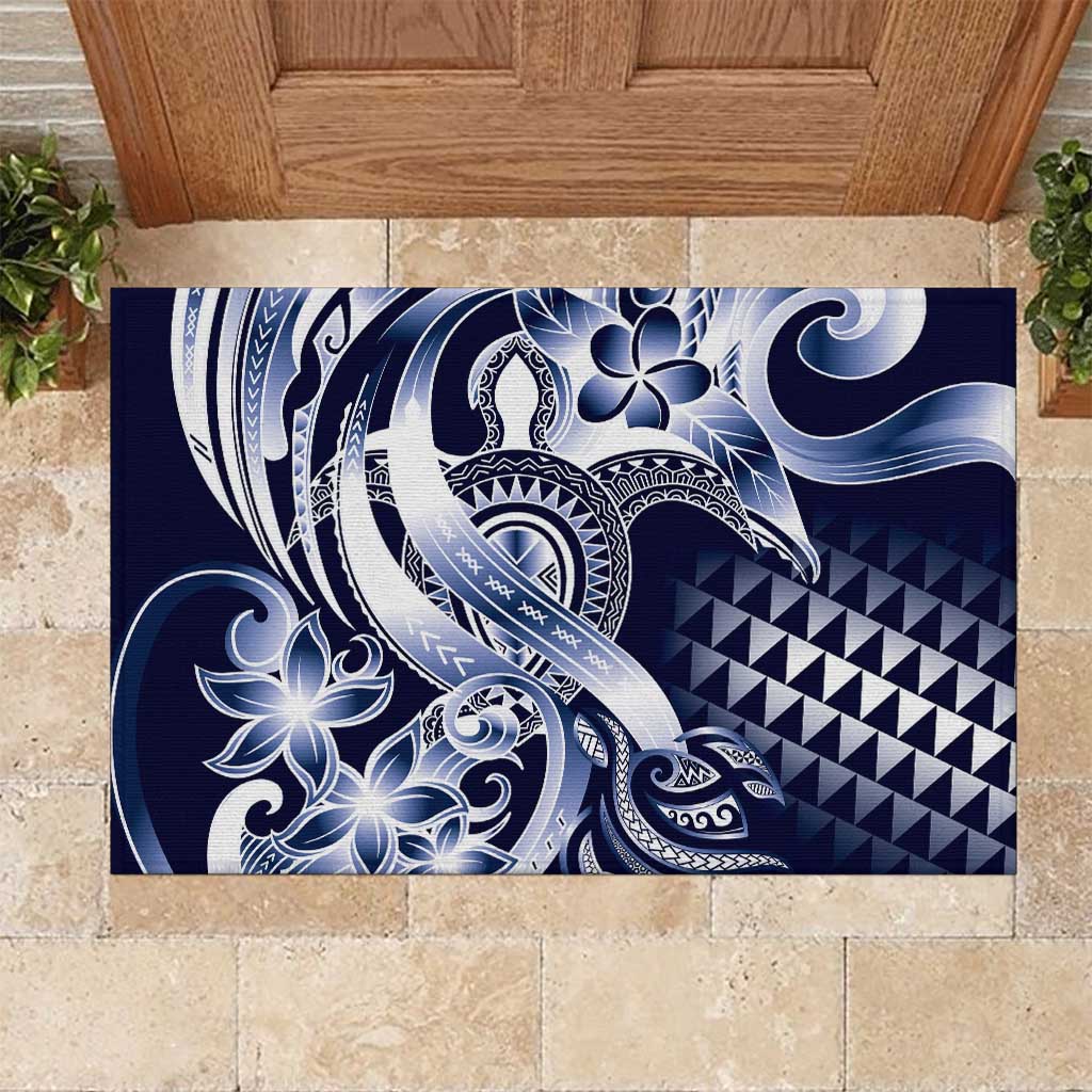 Aloha Blue Tribal Honu Tattoo Rubber Doormat LT9 Blue - Polynesian Pride