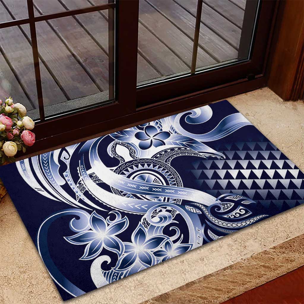 Aloha Blue Tribal Honu Tattoo Rubber Doormat LT9 - Polynesian Pride