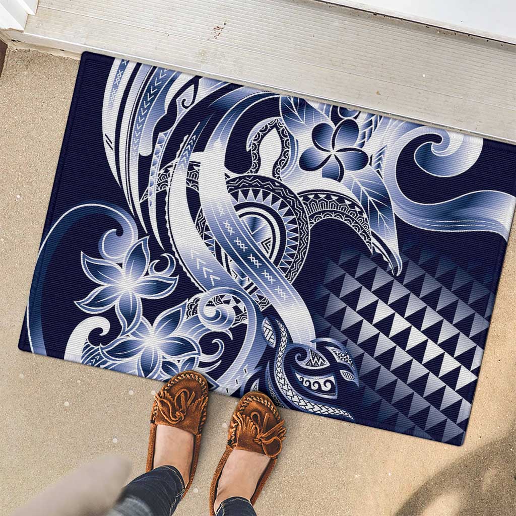 Aloha Blue Tribal Honu Tattoo Rubber Doormat LT9 - Polynesian Pride