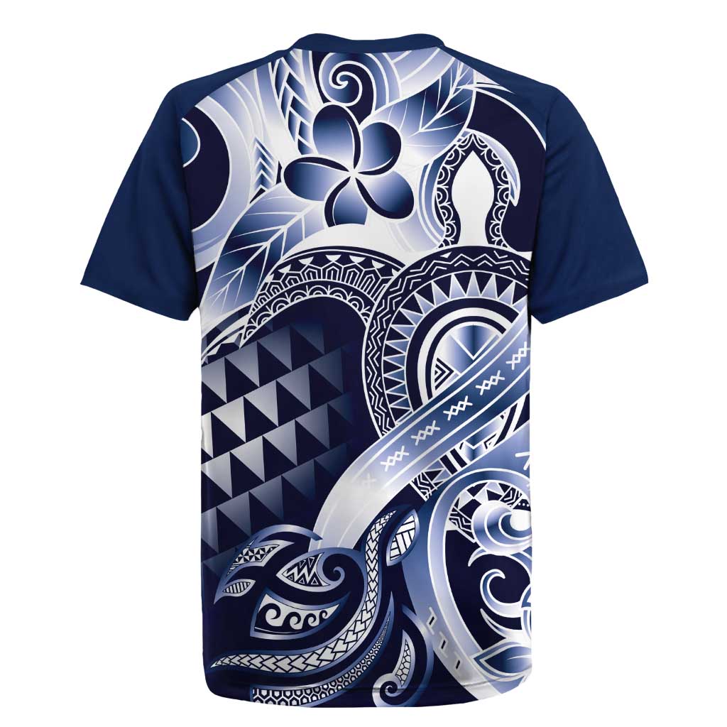 Aloha Blue Tribal Honu Tattoo Rugby Jersey LT9 - Polynesian Pride
