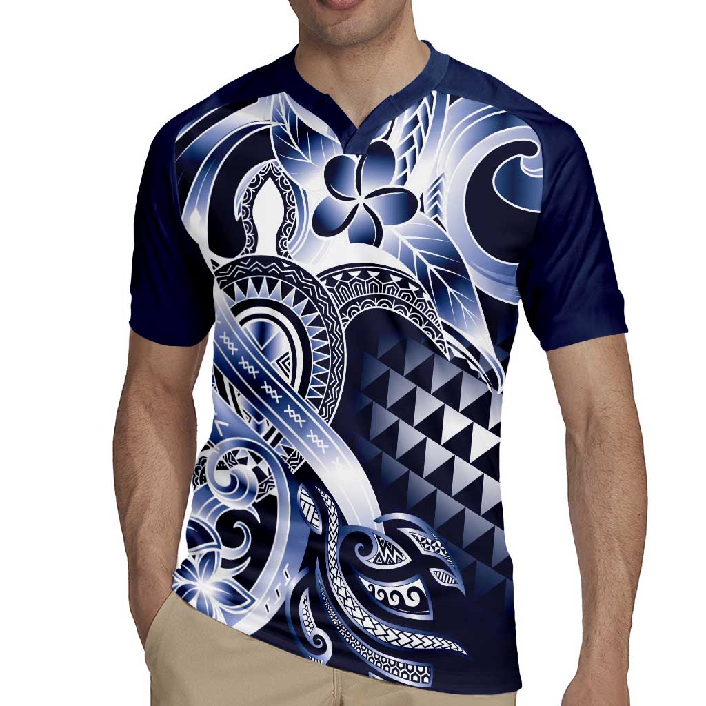 Aloha Blue Tribal Honu Tattoo Rugby Jersey LT9 - Polynesian Pride