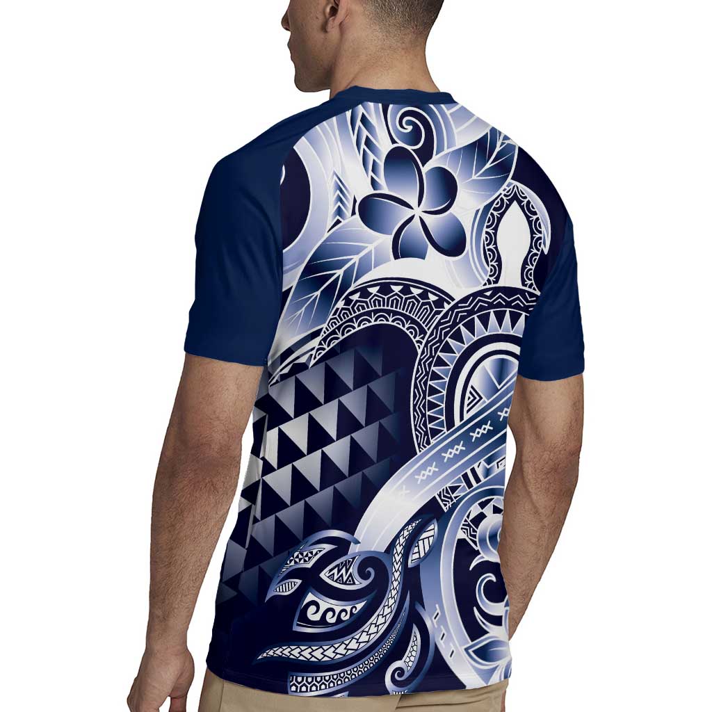 Aloha Blue Tribal Honu Tattoo Rugby Jersey LT9 - Polynesian Pride
