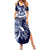 Aloha Blue Tribal Honu Tattoo Summer Maxi Dress