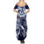 Aloha Blue Tribal Honu Tattoo Summer Maxi Dress