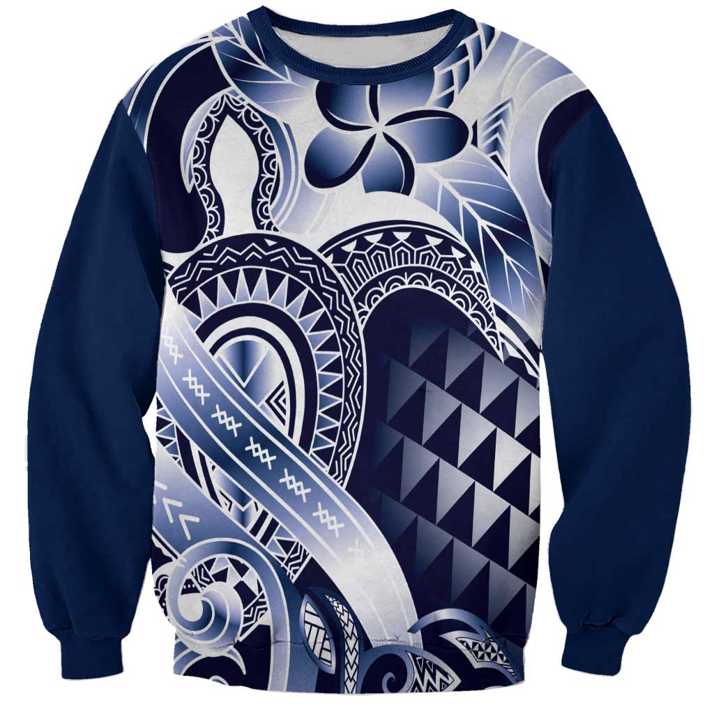 Aloha Blue Tribal Honu Tattoo Sweatshirt LT9 Unisex Blue - Polynesian Pride