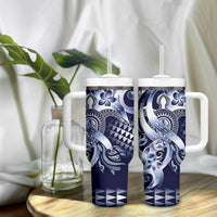 Aloha Blue Tribal Honu Tattoo Tumbler With Handle