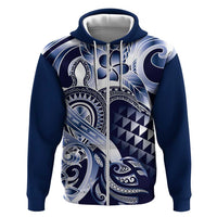 Aloha Blue Tribal Honu Tattoo Zip Hoodie