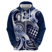 Aloha Blue Tribal Honu Tattoo Zip Hoodie