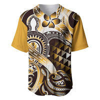 Aloha Gold Tribal Honu Tattoo Baseball Jersey LT9 Gold - Polynesian Pride